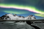 Aurora borealis in Vesturhorn